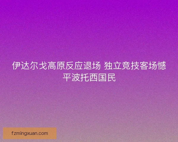 伊达尔戈高原反应退场 独立竞技客场憾平波托西国民